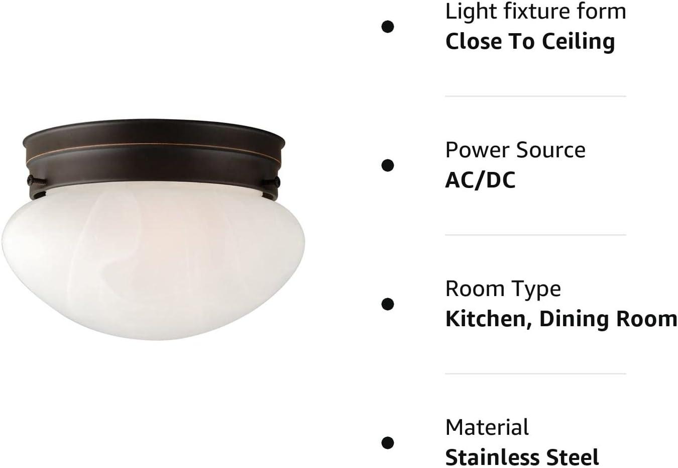 Design House 514547 Millbridge Traditional 1-Light Indoor Flush Mount Ceiling Light Dimmable Alabaster Glass for Bedroom Dining Room Kitchen, Oil Rubbed Bronze