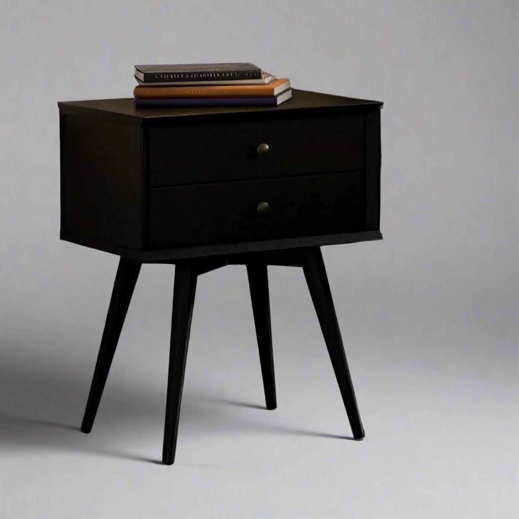 Camaflexi Mid-Century 2-Drawer Nightstand Cabinet, Castanho Finish, For Adults