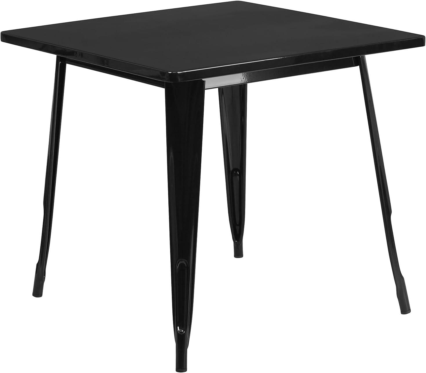 Flash Furniture Commercial Grade 31.5" Square Mint Green Metal Indoor-Outdoor Table Set with 4 Stack Chairs