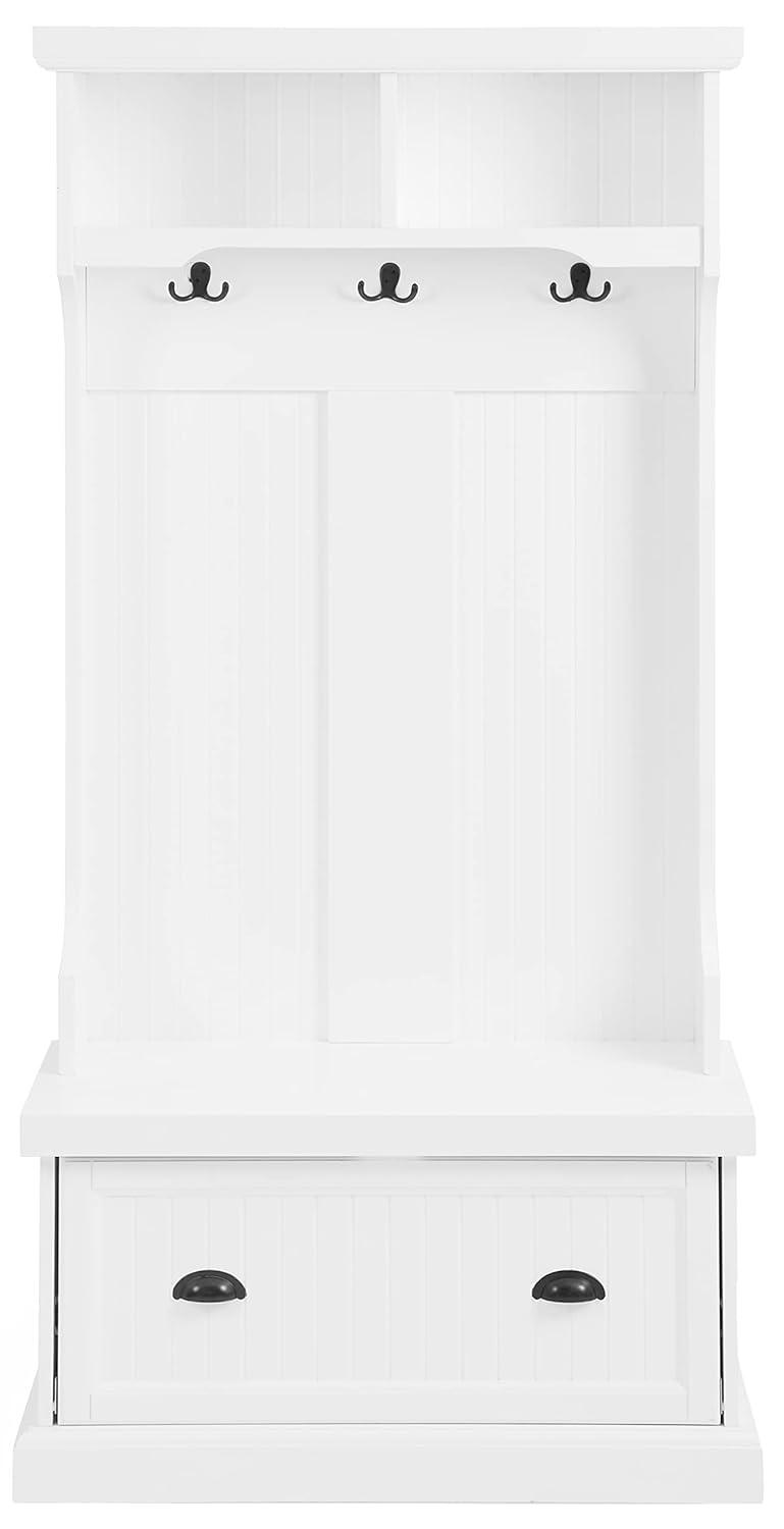 Shoreline Hall Tree White - Crosley: Nautical Coastal Beach Style, Wood Veneer with Metal Hardware