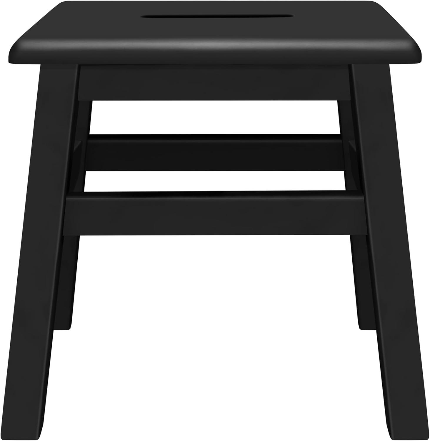 eHemco Solid Hardwood Wooden Step Stool for Adults and Kids, 12.25 Inches Height, Black, Set of 2