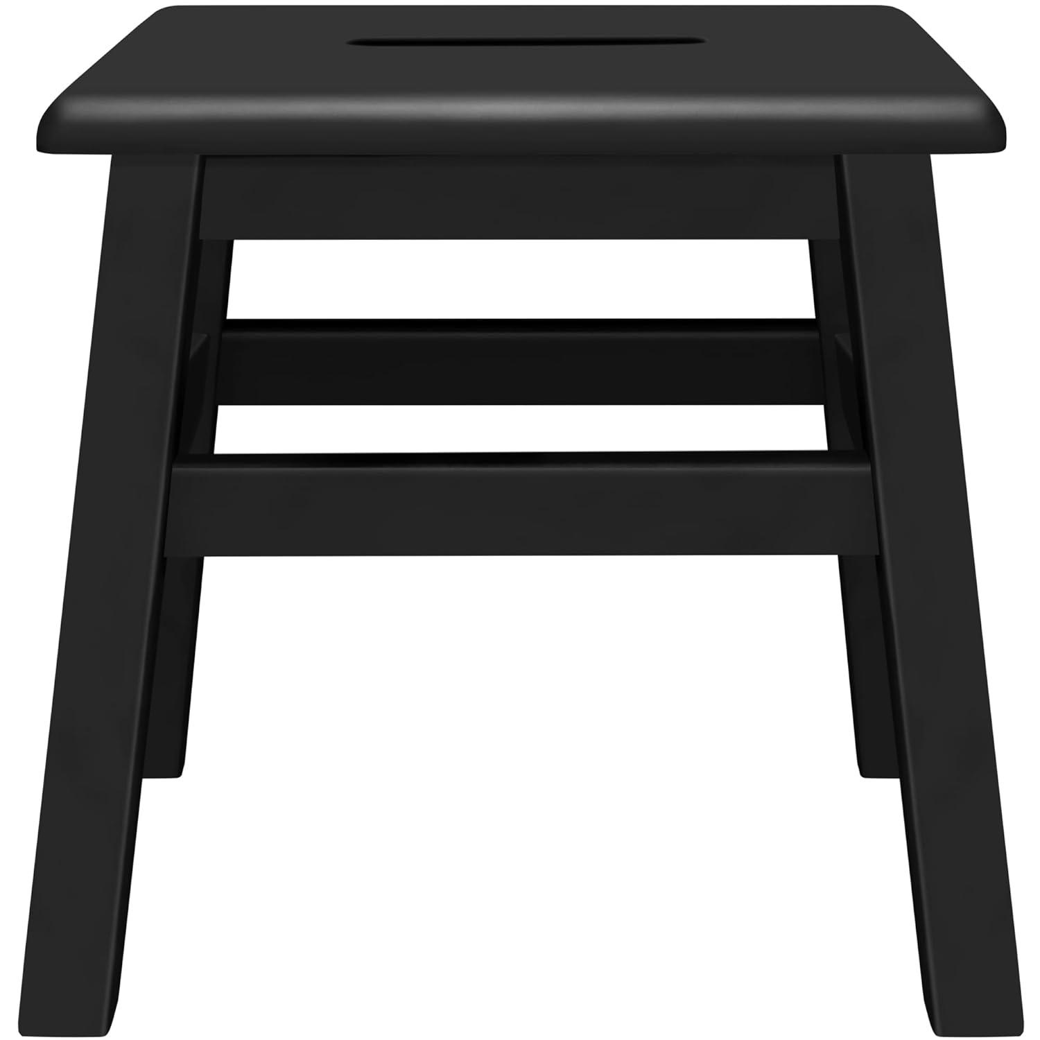 eHemco Solid Hardwood Wooden Step Stool for Adults and Kids, 12.25 Inches Height, Set of 2, Black