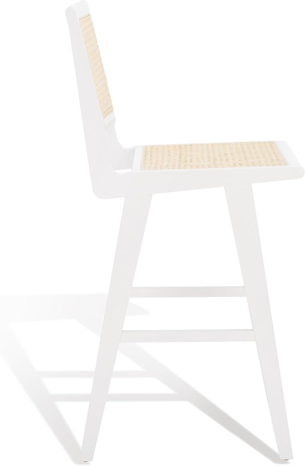 Hattie French Cane 45" Barstool in White & Natural Ash Wood