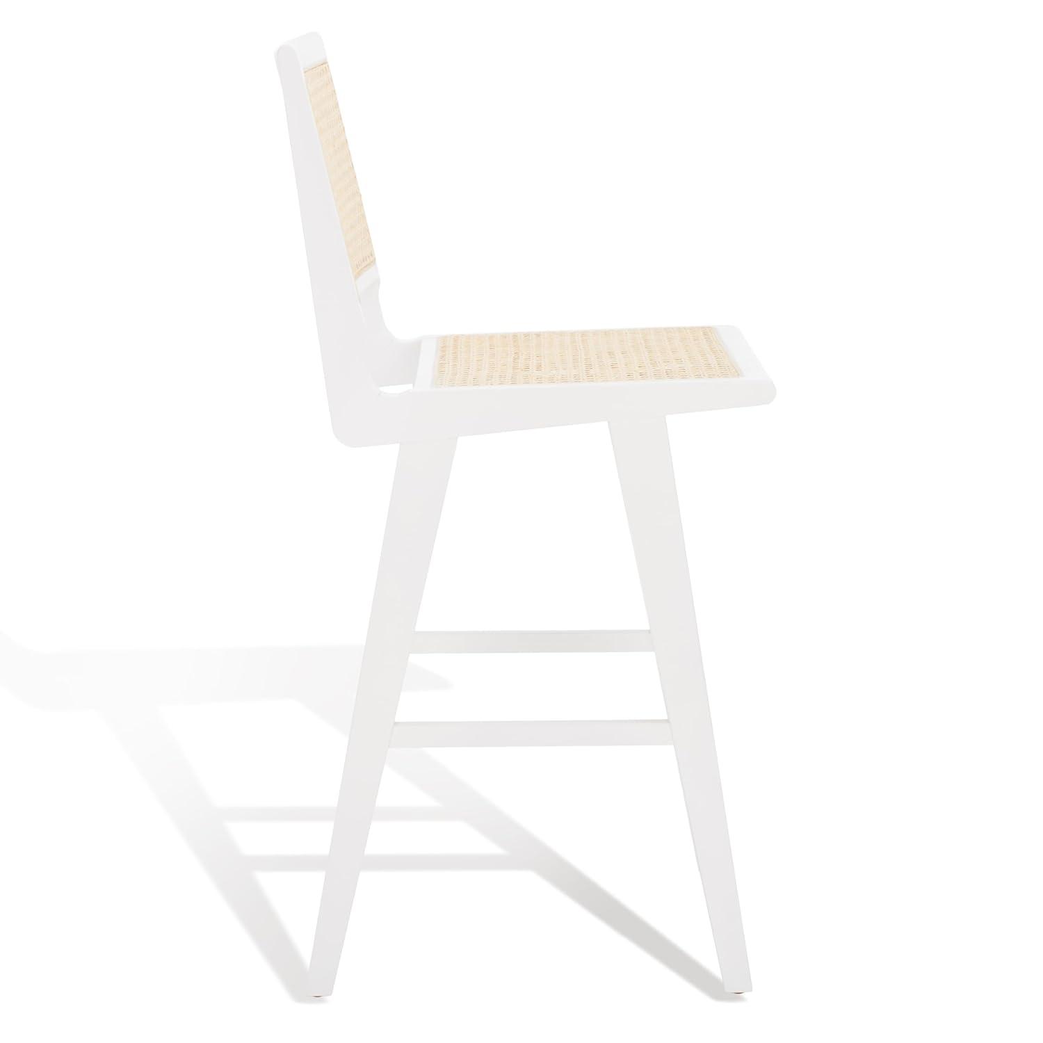 Hattie French Cane Barstool - SFV4140 - White/Natural - Safavieh Couture