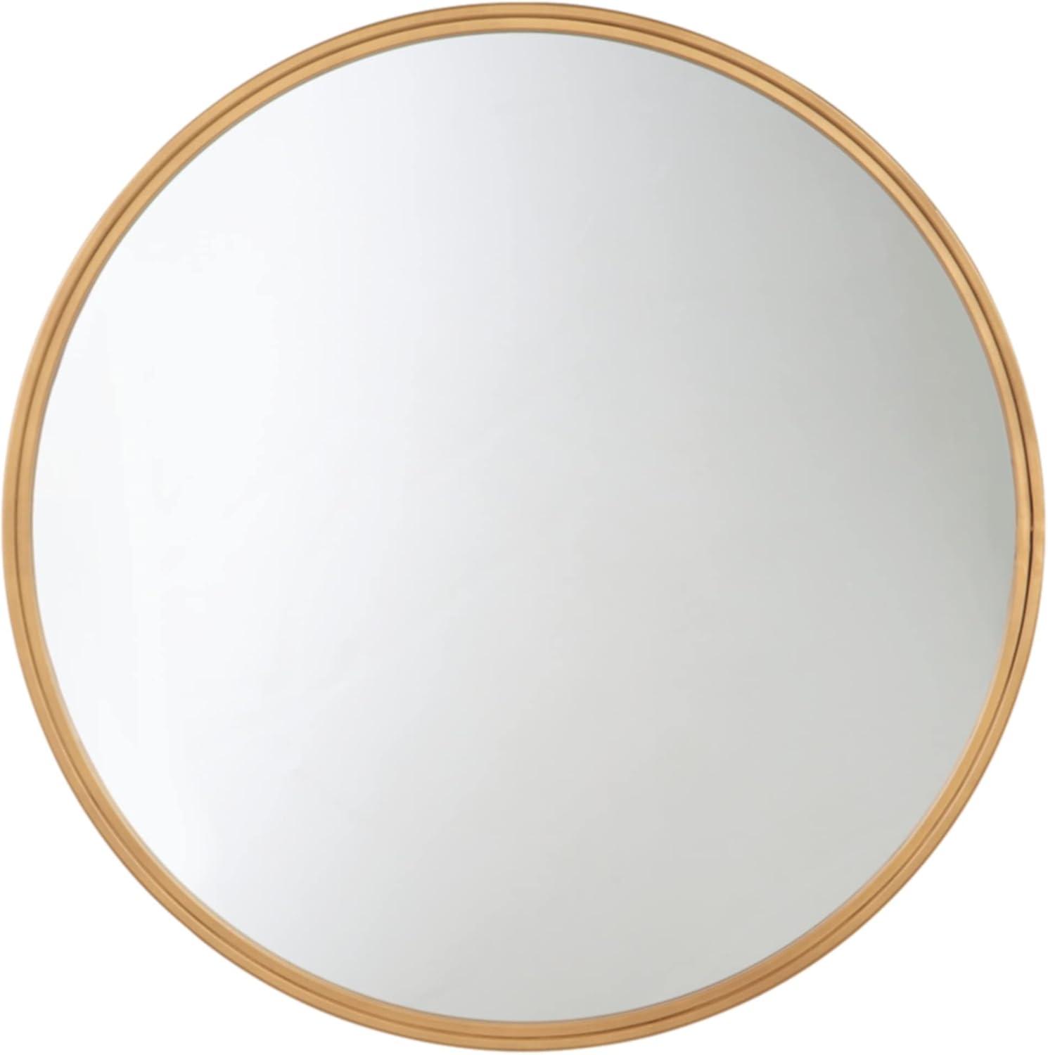 Gold Round Metal Frame Accent Mirror, 32 Inch