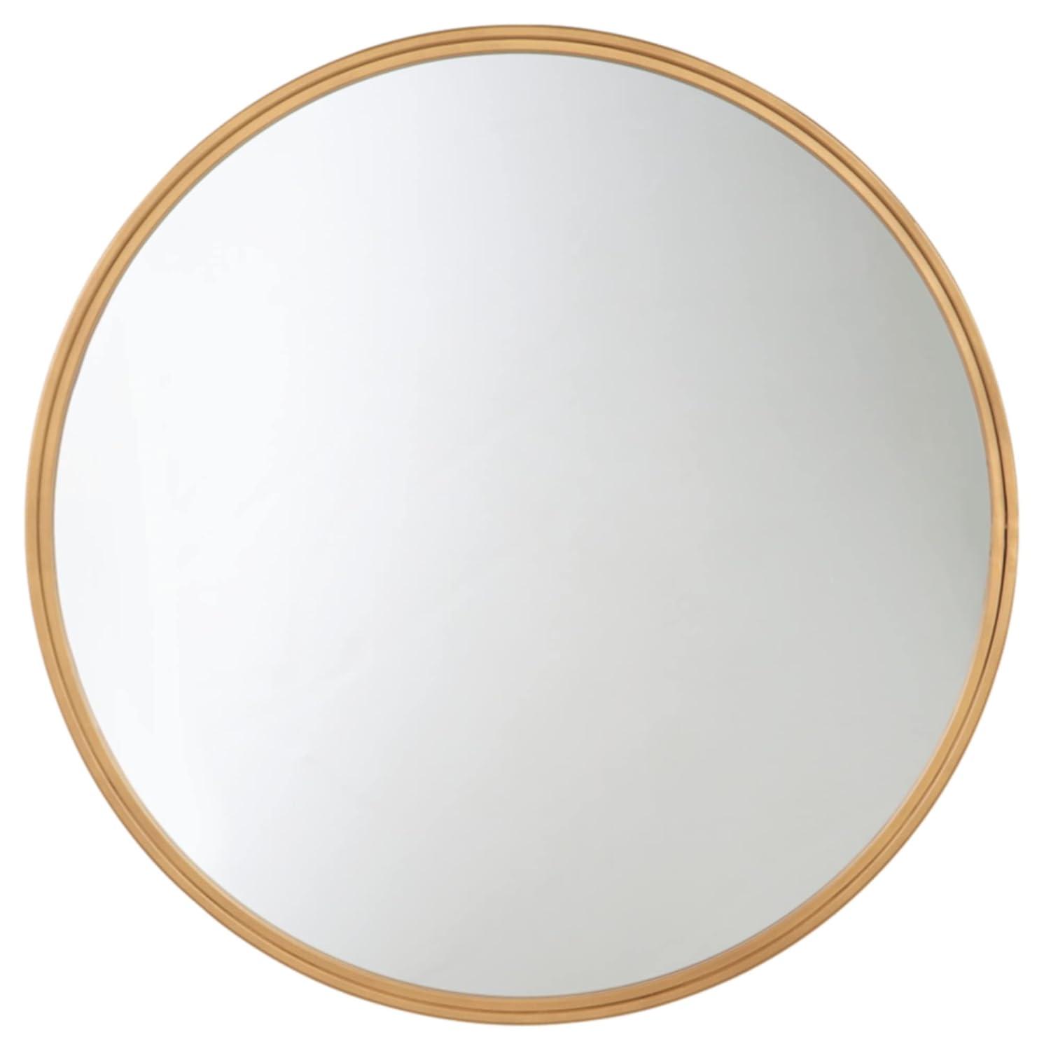 Gold Round Metal Frame Accent Mirror, 32 Inch