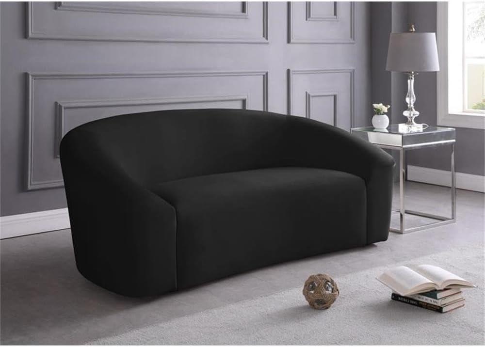 Riley Black Velvet Curved Back Loveseat