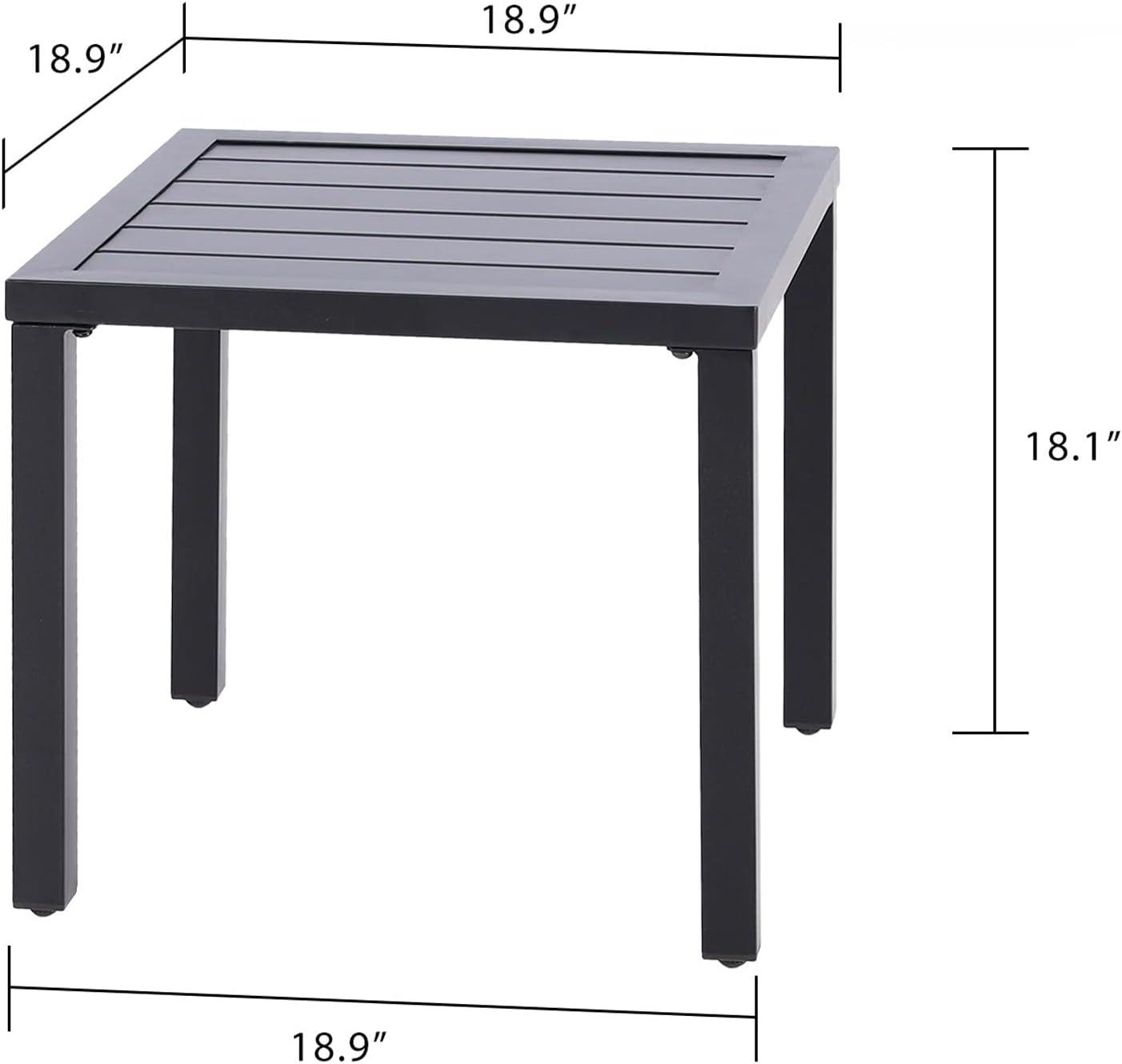 MF Studio Outdoor Metal Square Side Table, Patio Coffee Bistro End Table, Black