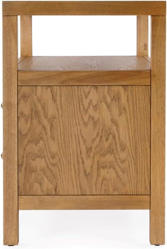 Natural Acacia Wood 2-Drawer Nightstand with Open Shelf