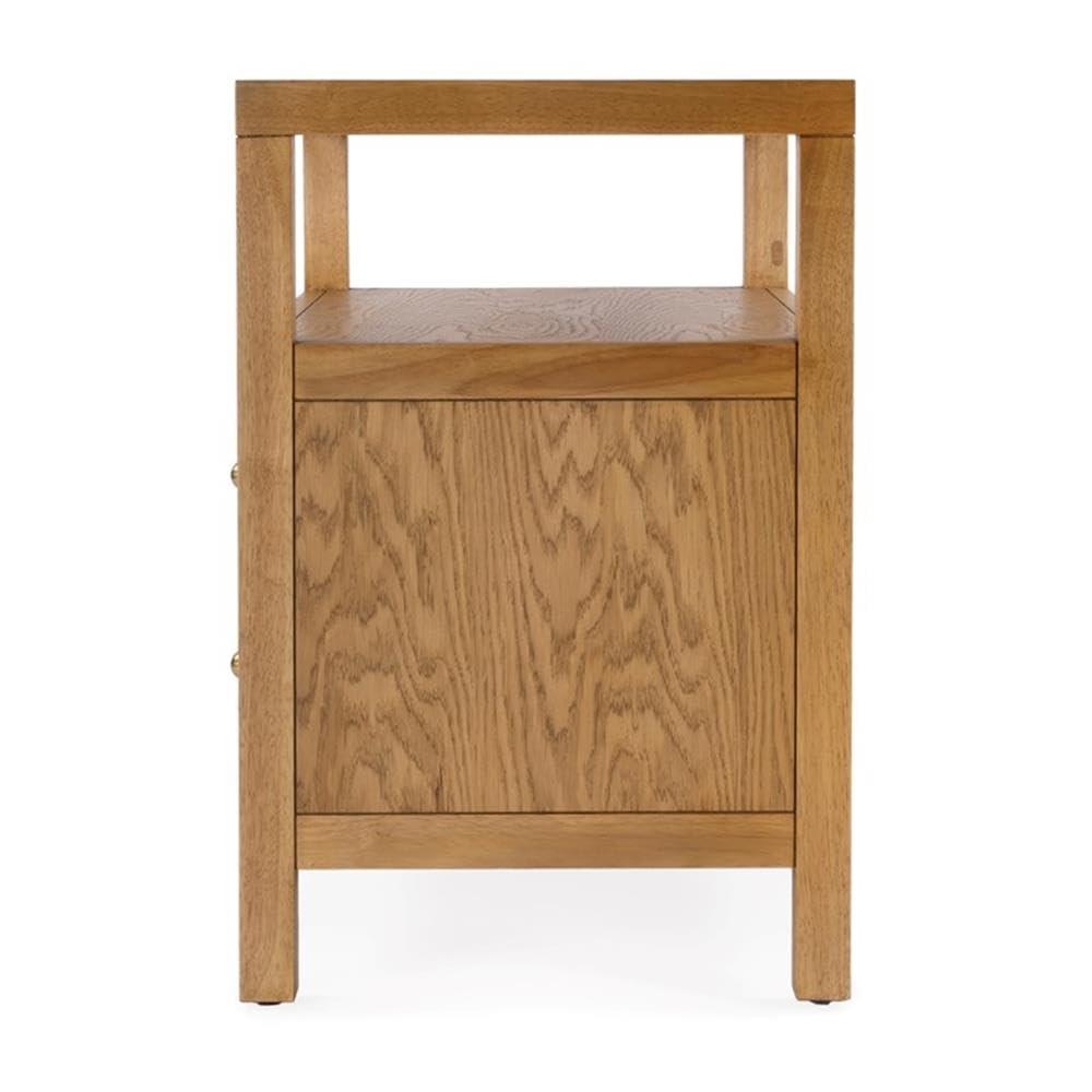 Natural Acacia Wood 2-Drawer Nightstand with Open Shelf