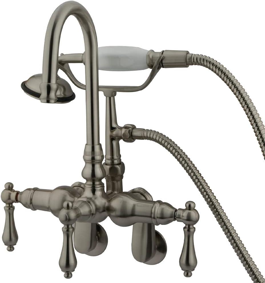 Vintage Brushed Nickel Wall Mount Tub Filler with Hand Shower