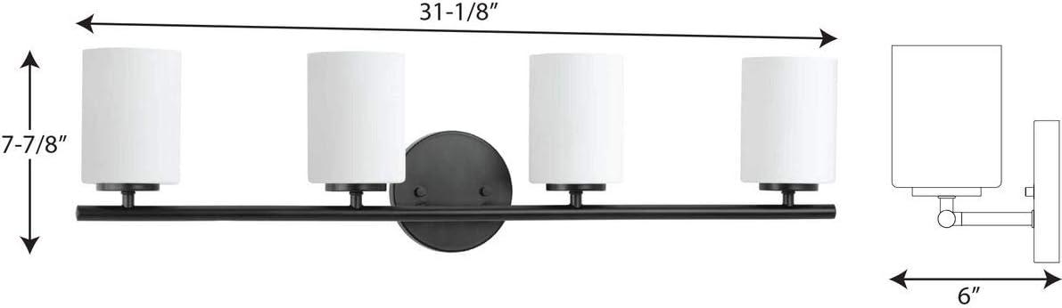 Progress Lighting Replay 4-Light Bath Vanity, Textured Black, Porcelain Shade