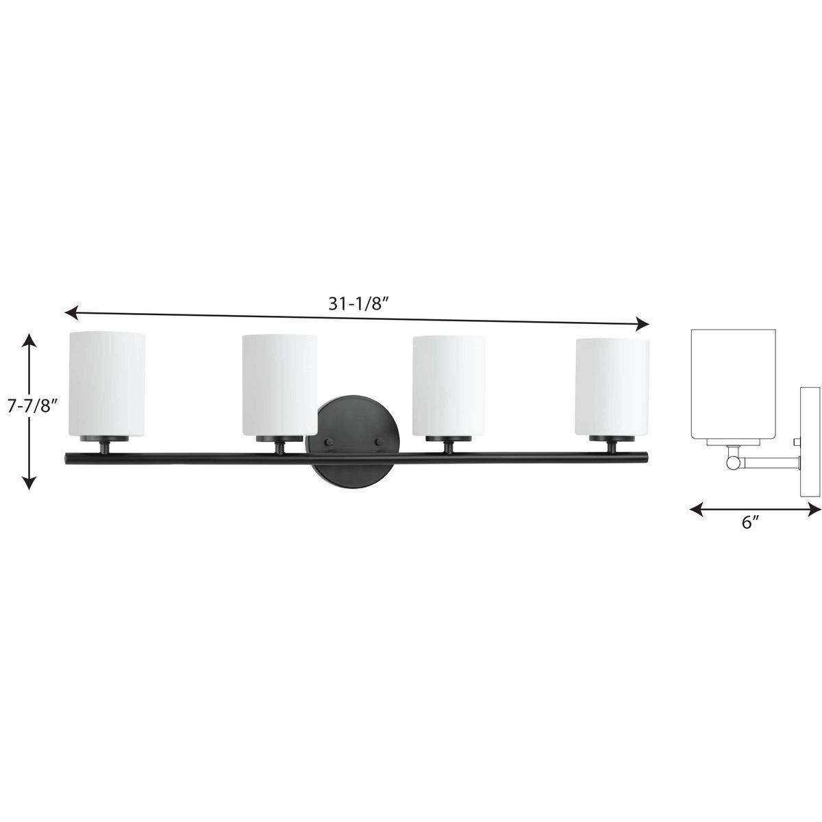 Progress Lighting Replay 4-Light Bath Vanity, Textured Black, Porcelain Shade