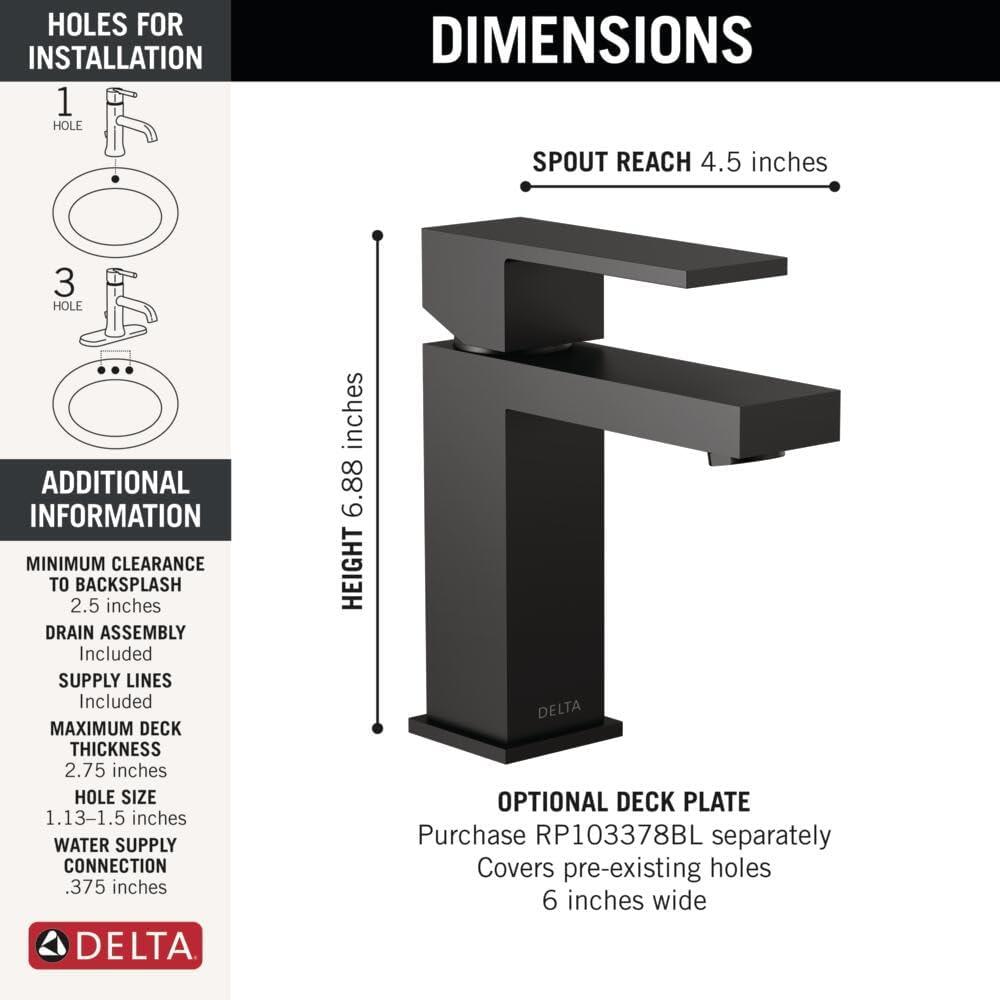 Delta 567Lf-GPM-Pp Modern 1.0 GPM Single Hole Bathroom Faucet - Black