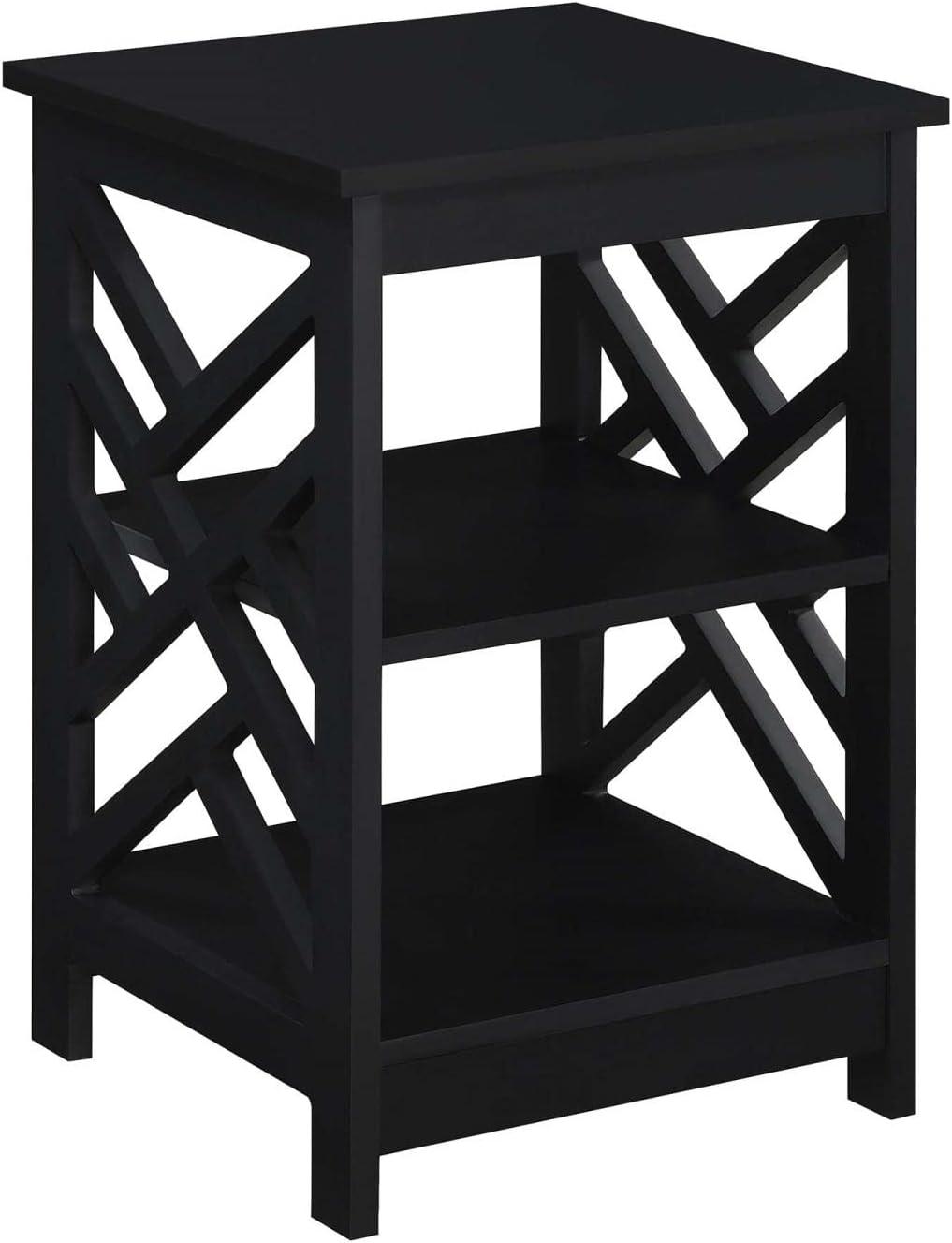 Titan End Table with Shelves Black