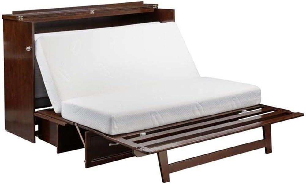 Queen Deerfield Murphy Bed Chest with Charging Station Walnut - AFI: Space-Saving Design, No Box Spring Needed