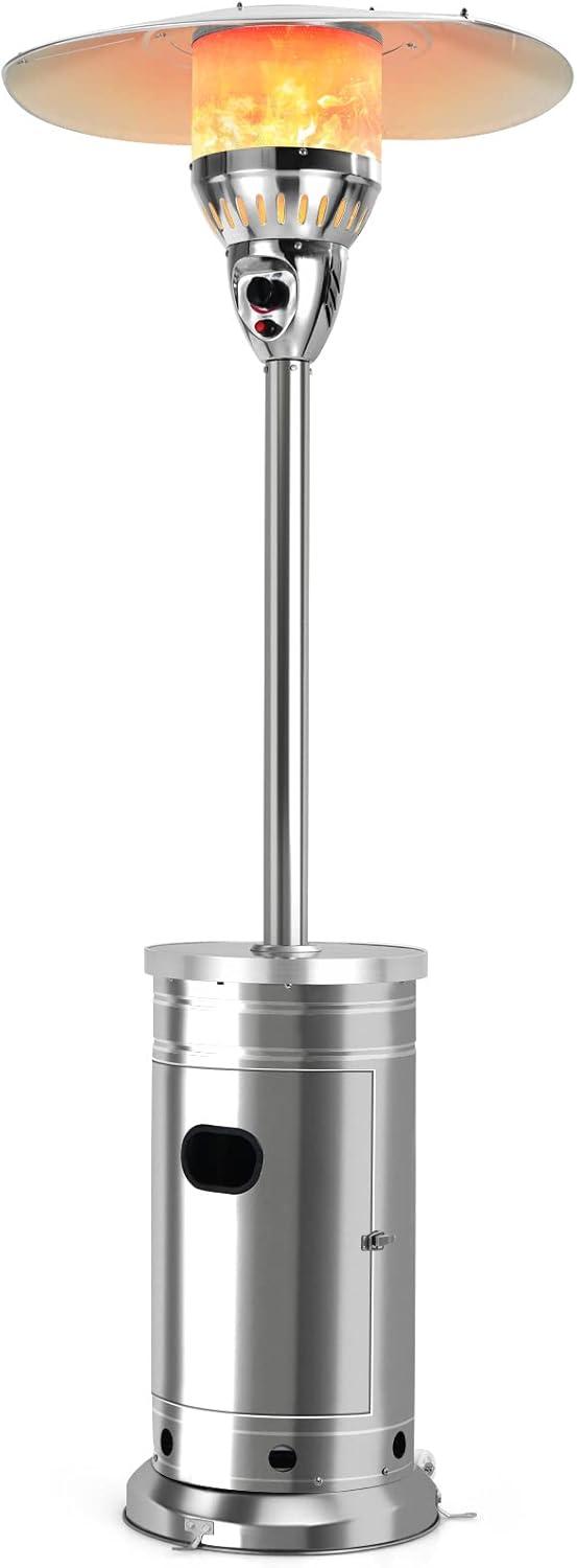 Stainless Steel 48,000 BTU Propane Outdoor Patio Heater with Drink Shelf