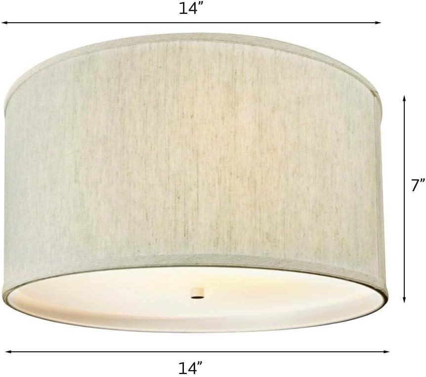 14 Moderne Flush Mount Converter Kit Textured Oatmeal Hardback Drum Lampshade 14x14x7