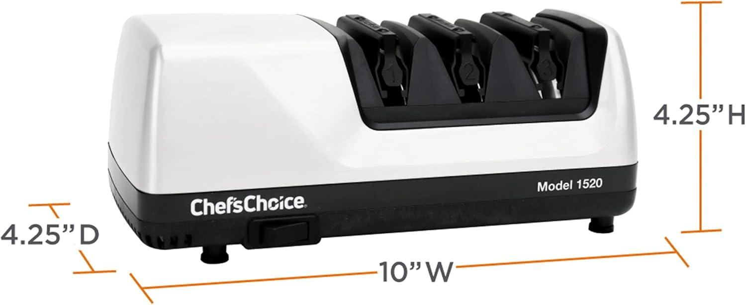 White Electric Knife Sharpener with Diamond Abrasive Discs