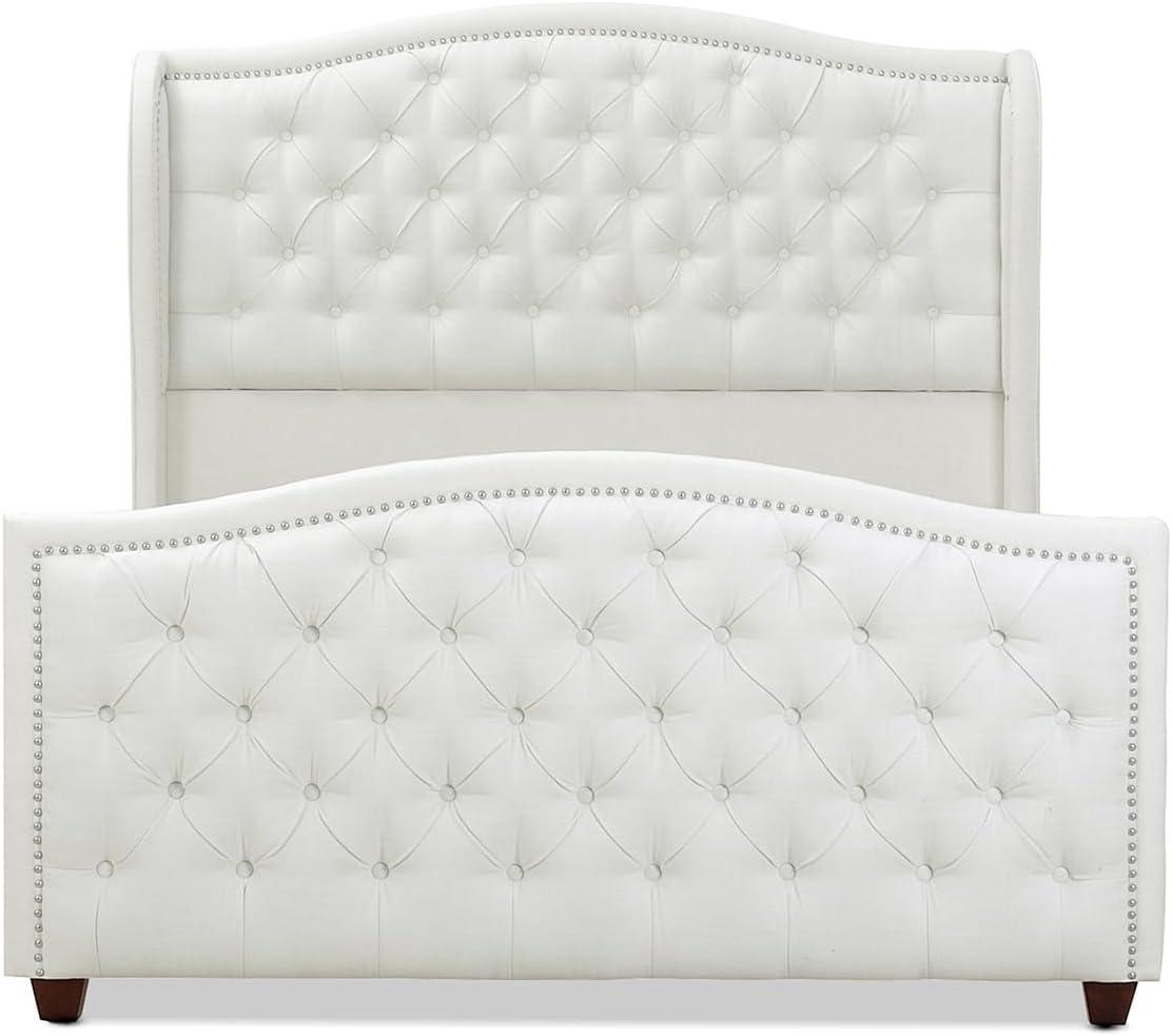 Jennifer Taylor Home Marcella Tufted Wingback Queen Bed Antique White