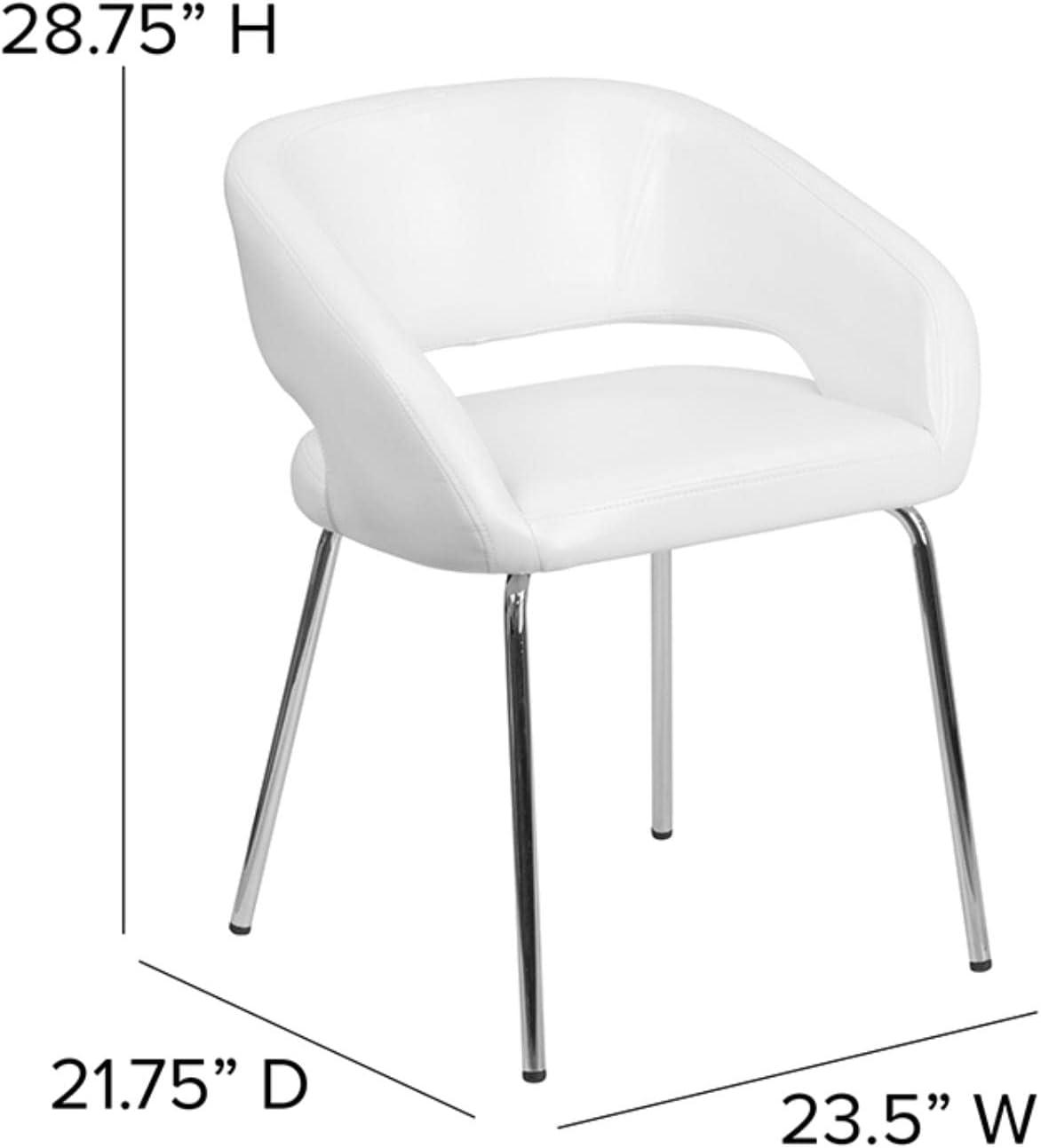 Fusion White LeatherSoft Chrome-Legged Side Reception Chair