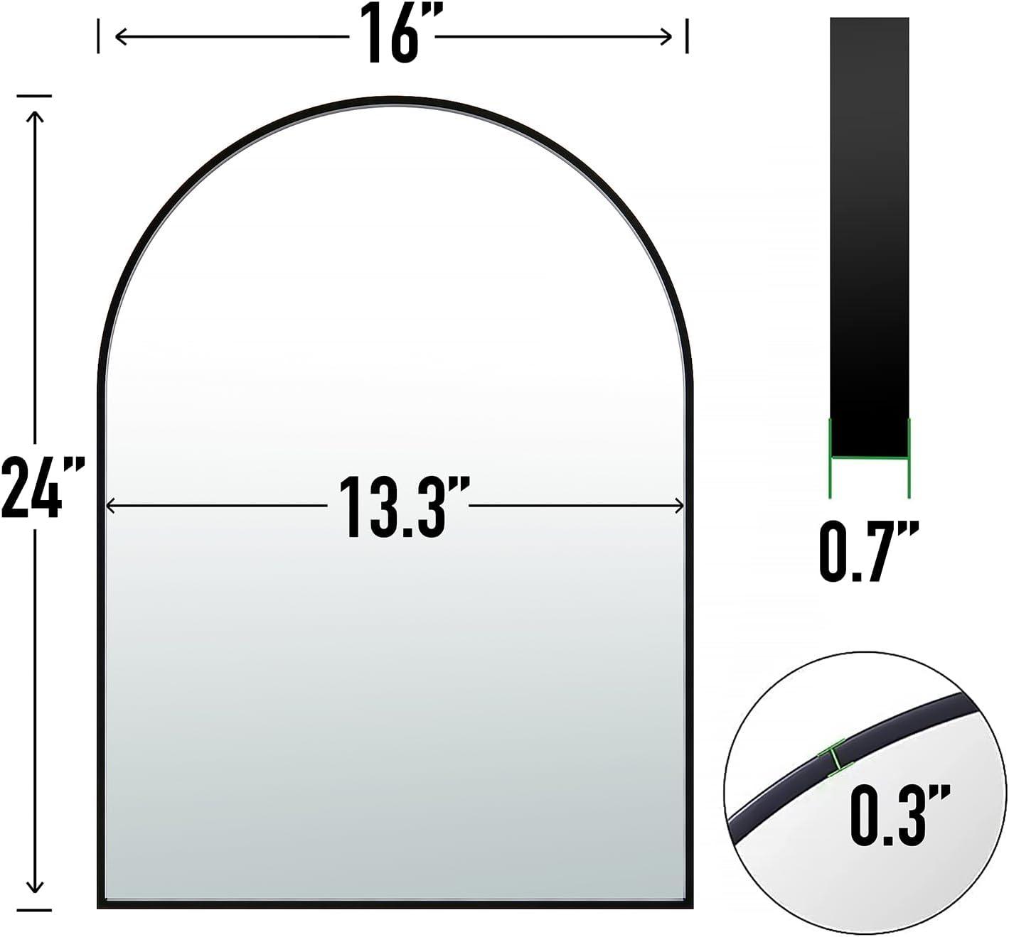 Luxhomez 36" x 24" Arch Wall Mirror for Vanity/ Bathroom, Metal Bathroom Mirror with Waterproof Aluminum Alloy Frame, Gold