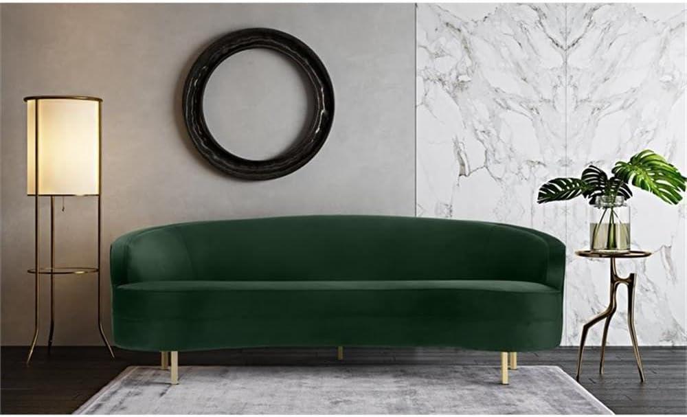 Elegant Baila Green Velvet 89" Sofa with Gold Stainless Steel Legs