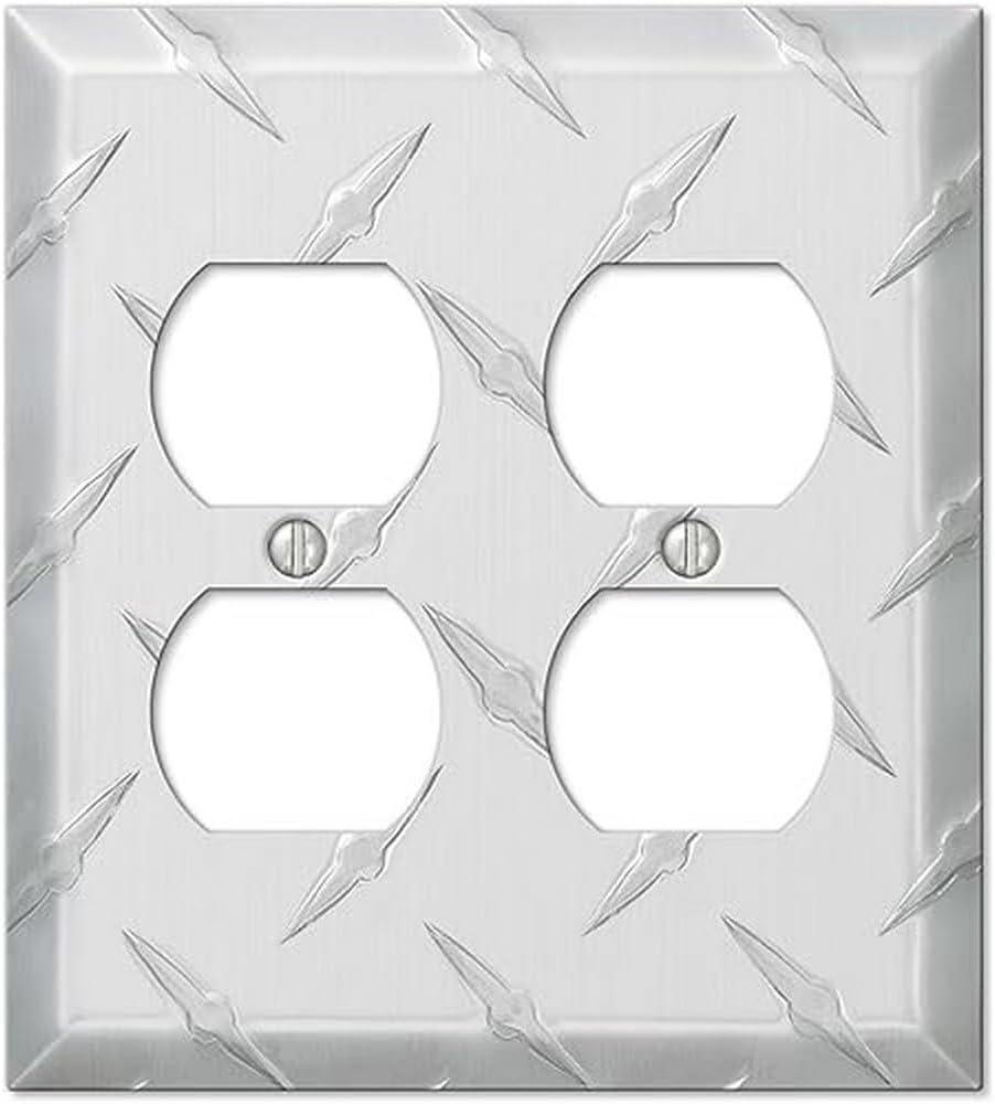 Silver Stamped Aluminum Double Duplex Wallplate