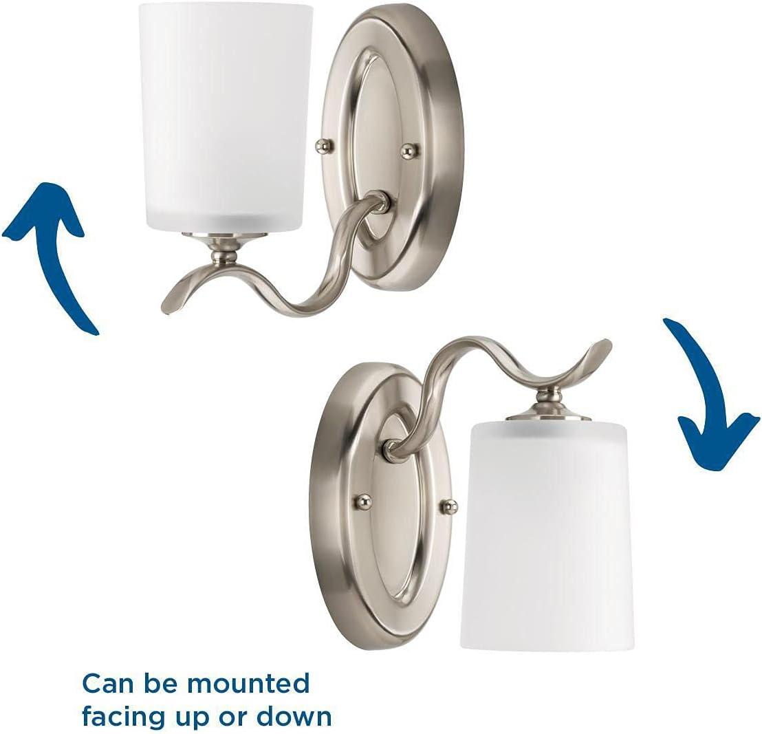 Progress Lighting Inspire 4-Light Wall Sconce, Brushed Nickel, Etched Glass Shades