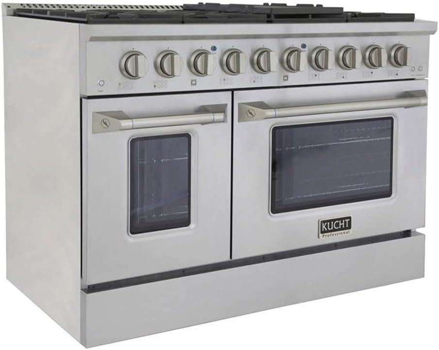 48" Stainless Steel Freestanding Natural Gas Range with Double Oven and Griddle