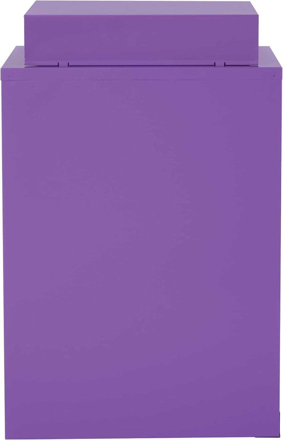 OSP Home Furnishings 3-Drawer Locking Metal File Cabinet, Purple