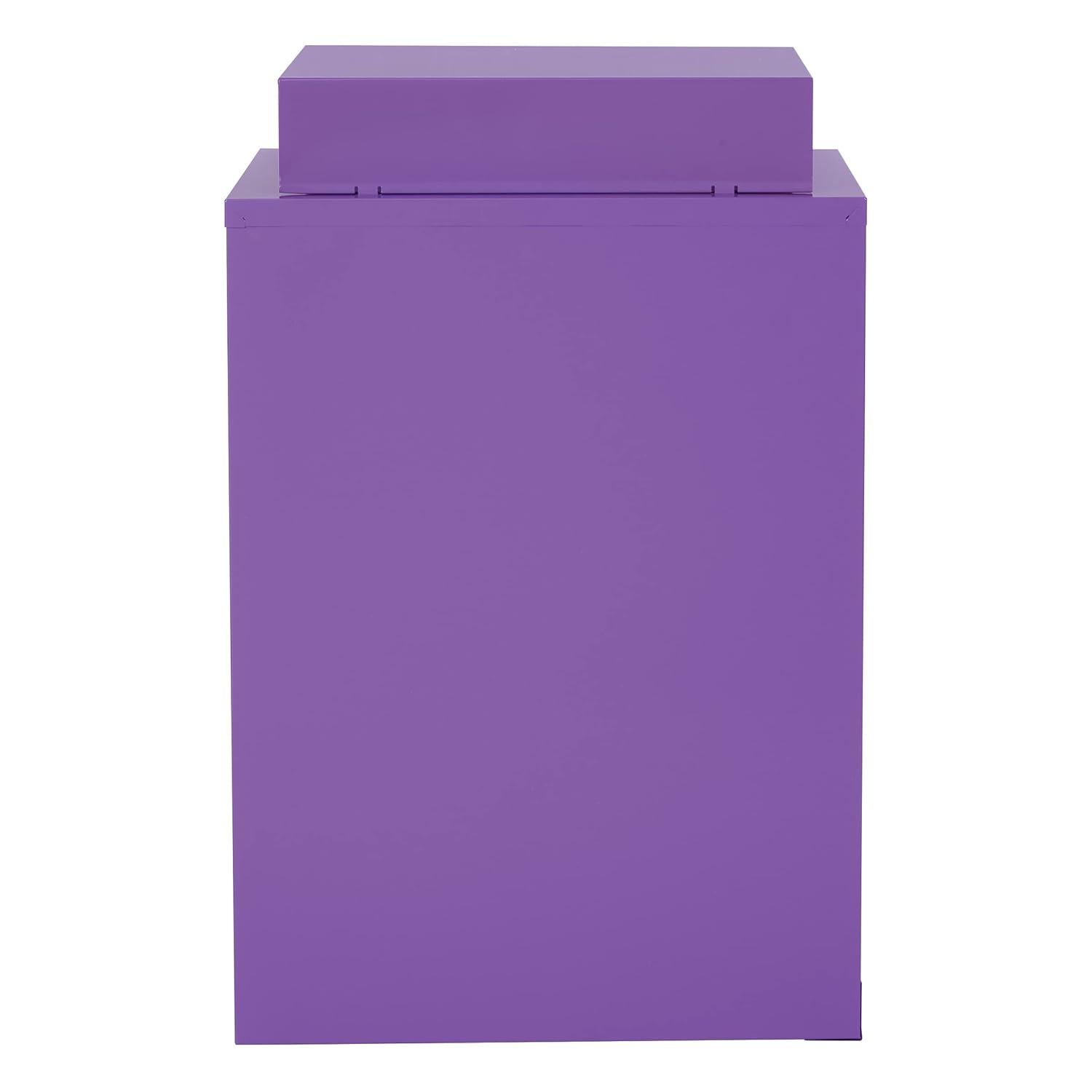 OSP Home Furnishings 3-Drawer Locking Metal File Cabinet, Purple