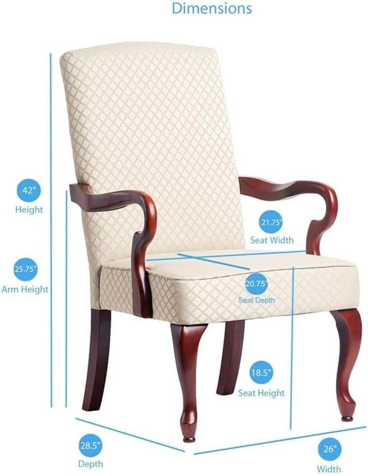Comfort Pointe Derby Gooseneck Arm Chair Beige: Upholstered Polyester/Cotton, Wood Legs, Foam Fill