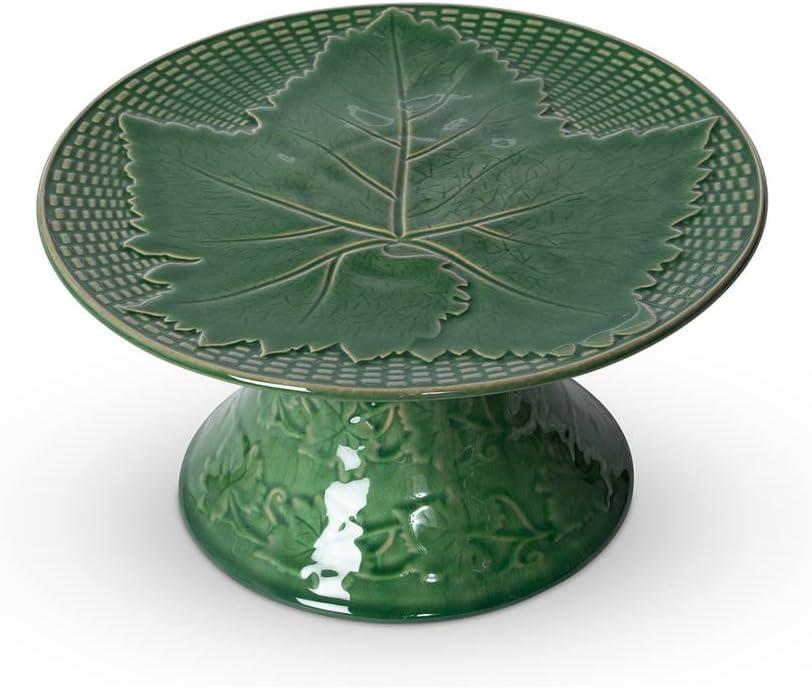 Green Ceramic Leaf Pattern Pedestal Cake Stand