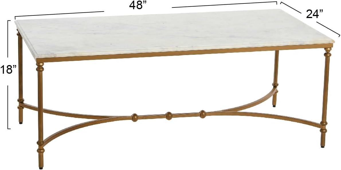 Creative Co-Op Libertine Genuine Marble and Metal Coffee Table, Gold Finish