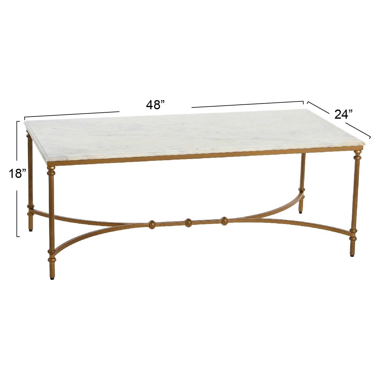 Creative Co-Op Libertine Genuine Marble and Metal Coffee Table, Gold Finish