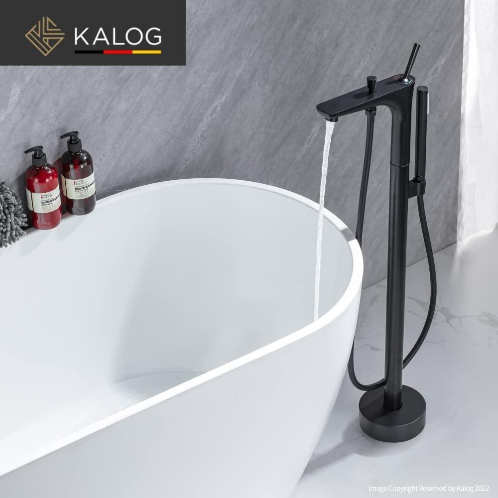 EHABLIX SLD08G 1-Handle Freestanding Floor Mount Roman Industrial Style Tub Faucet Bathtub Filler With Hand Shower