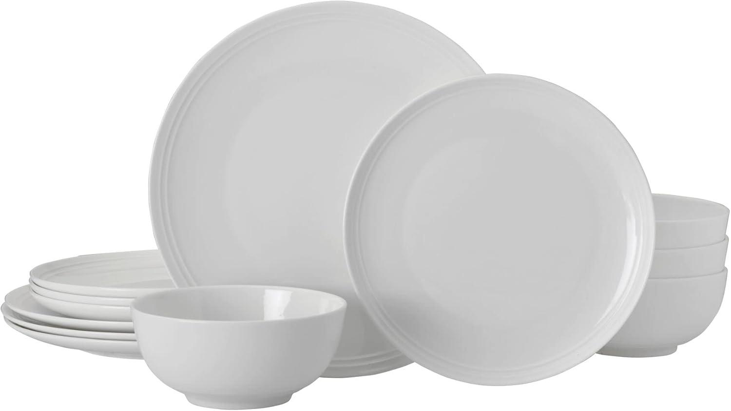 Kyler White Porcelain 12-Piece Dinnerware Set, Service for 4