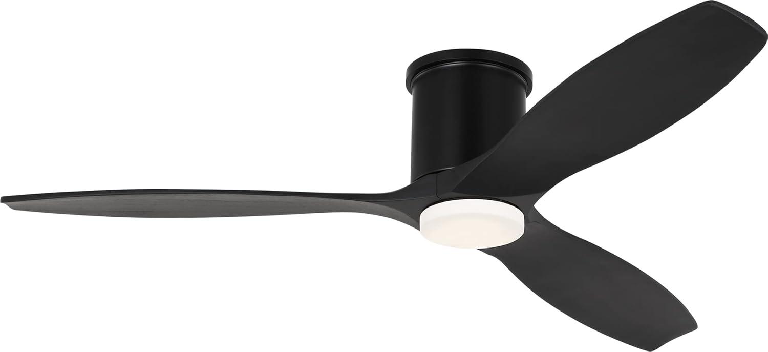 Generation Lighting Collins Smart Hugger LED 52-in Integrated LED Flush Mount Smart Midnight Black with Midnight Black Blades Ceiling Fan With Light - Remote Included ( 3 -Blade )