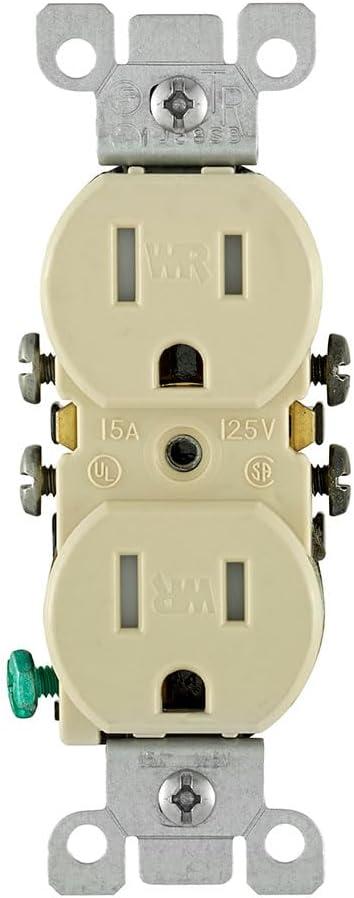 Ivory Tamper Resistant Duplex Outlet with Wall Plate