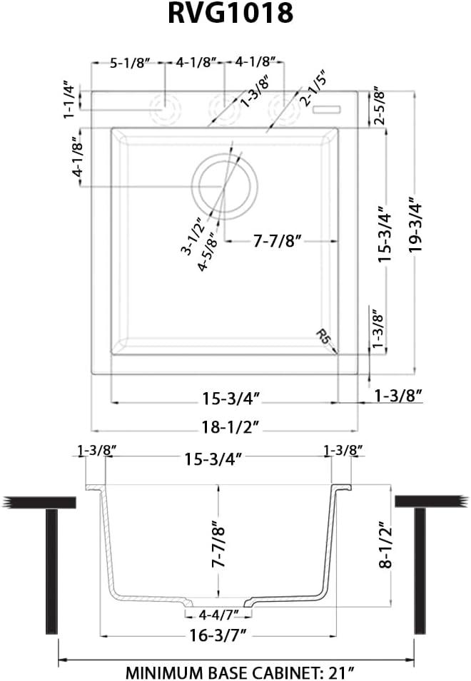 Ruvati 18 x 20 inch epiGranite Topmount Granite Composite Wet Bar Prep Sink