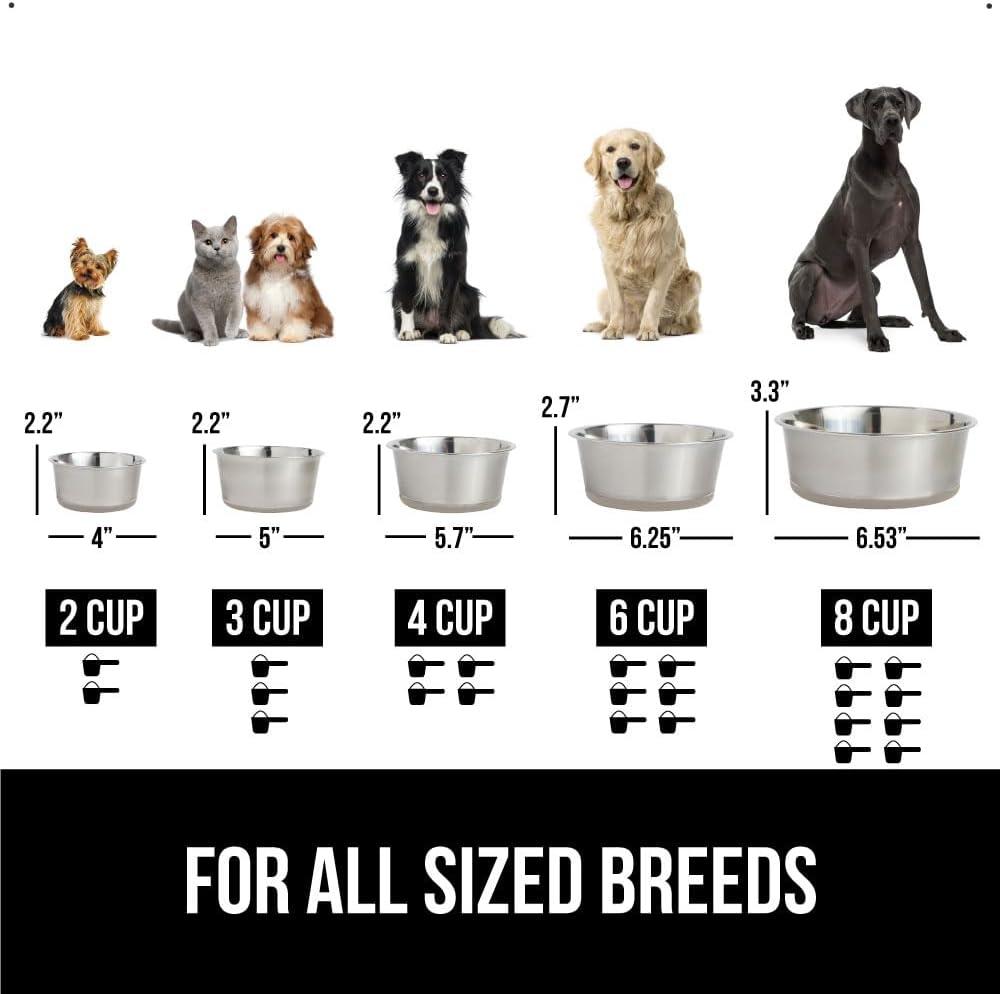 Beige 4 Cup Heavy Duty Stainless Steel Pet Bowls Set