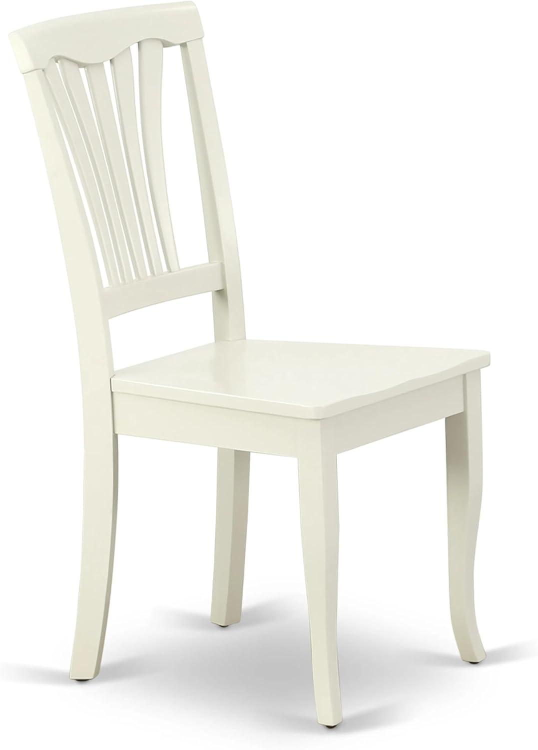 Linen White Rubberwood Dining Chairs with Slat Back - Set of 2