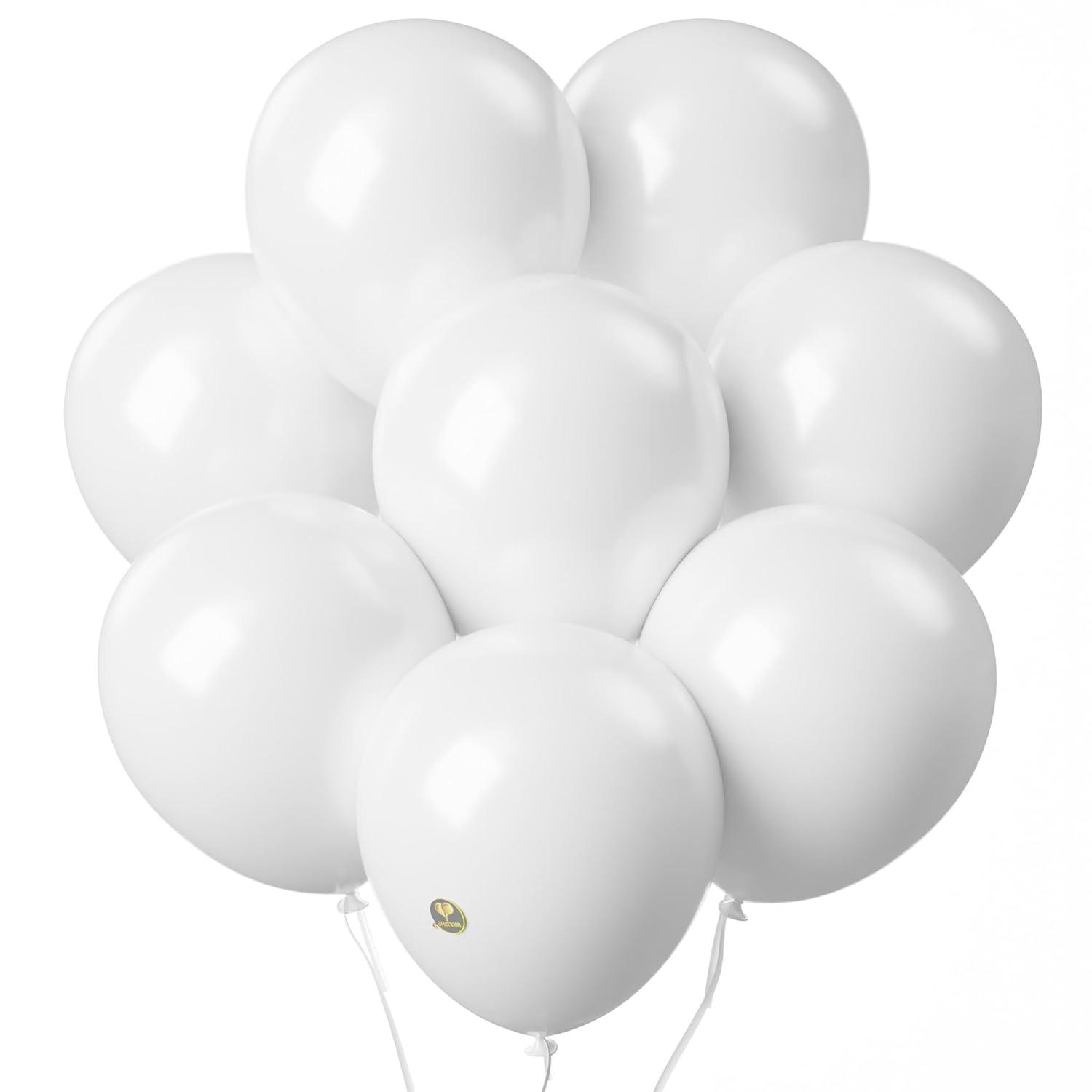 Treasures Gifted White Balloons - 12 Inch Latex Balloons - 100 Pack