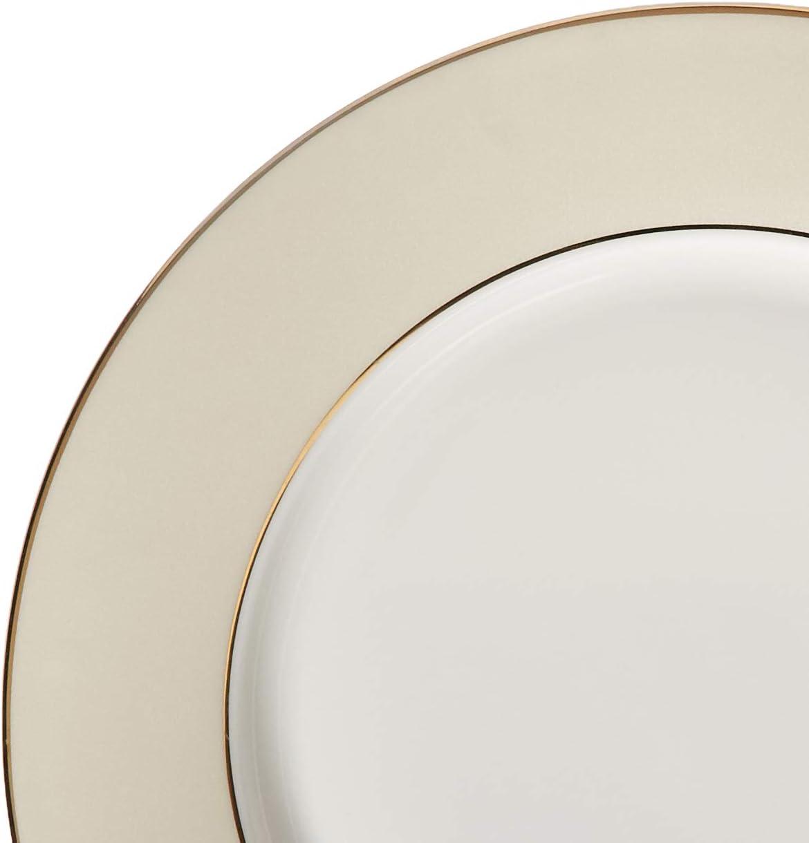 Lorren Home Trends La Luna Bone China 57-Piece Beige Border with 24K Gold Trim Dinnerware Set, Service for 8