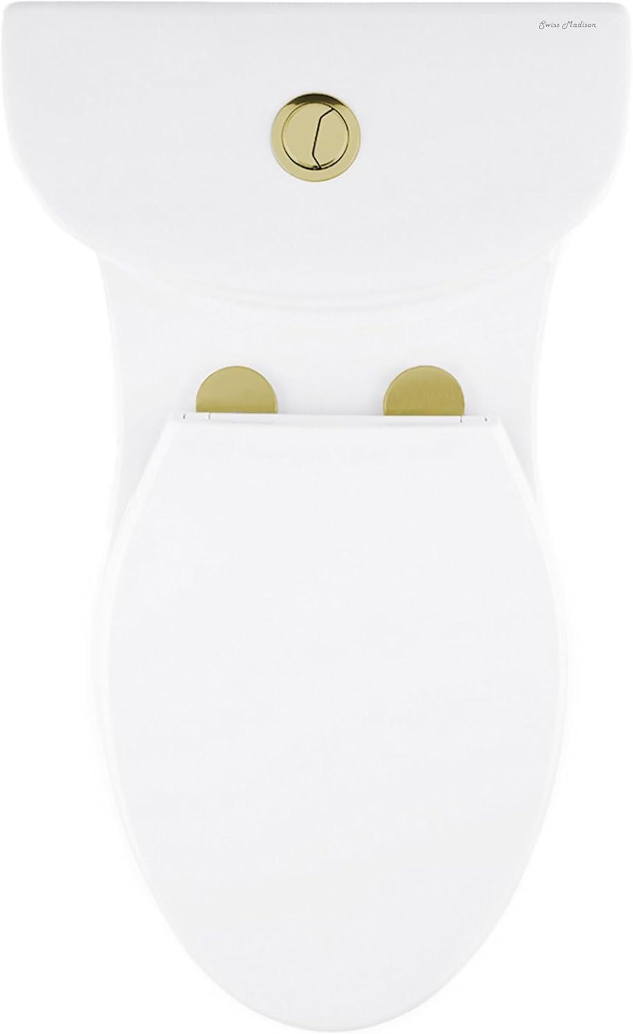 Swiss Madison Besanxcon Glossy White Elongated Standard height 12-in Rough-In 1.6 GPF Touchless Smart Compatible Slow Close Feature 1-piece Toilet