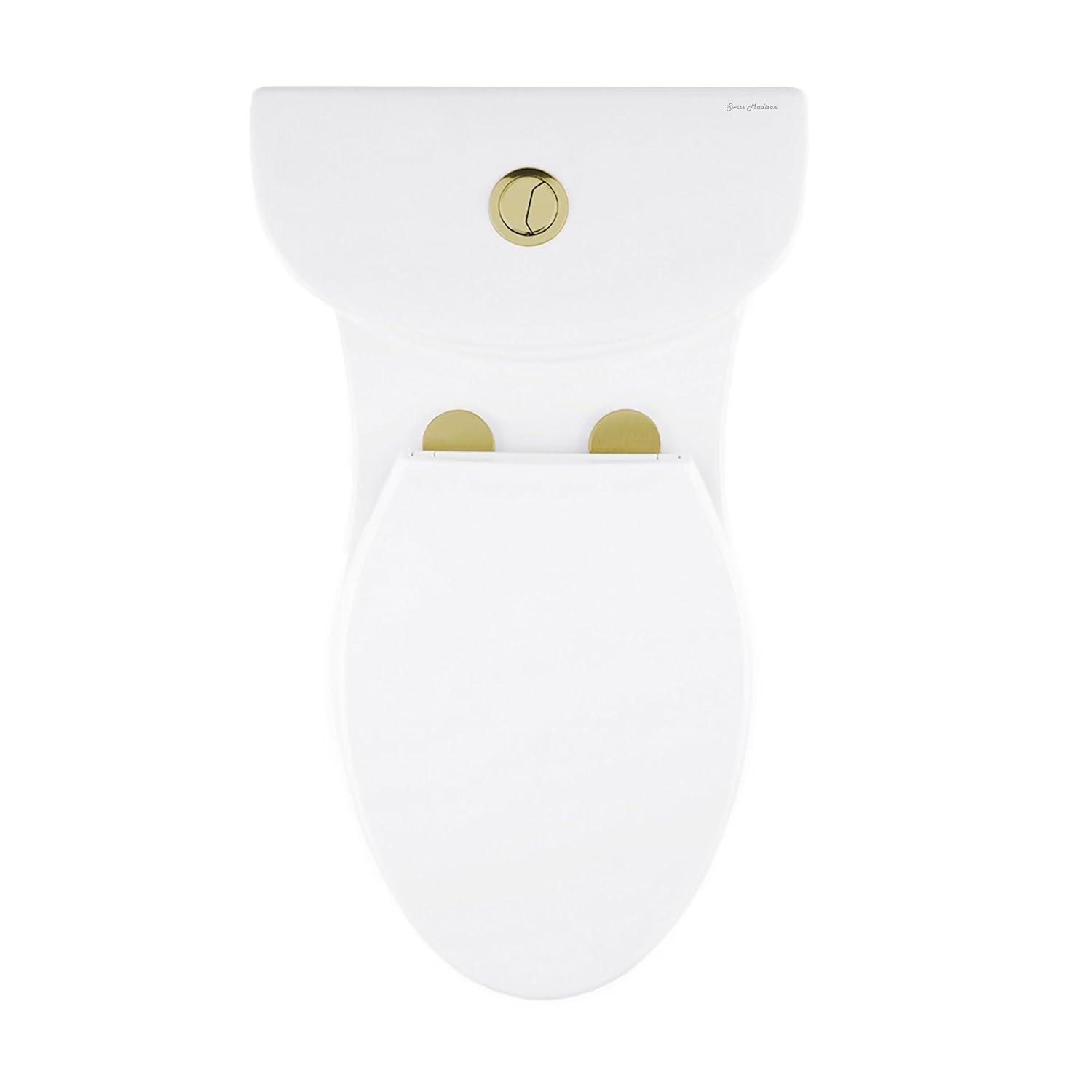 Swiss Madison Besanxcon Glossy White Elongated Standard height 12-in Rough-In 1.6 GPF Touchless Smart Compatible Slow Close Feature 1-piece Toilet
