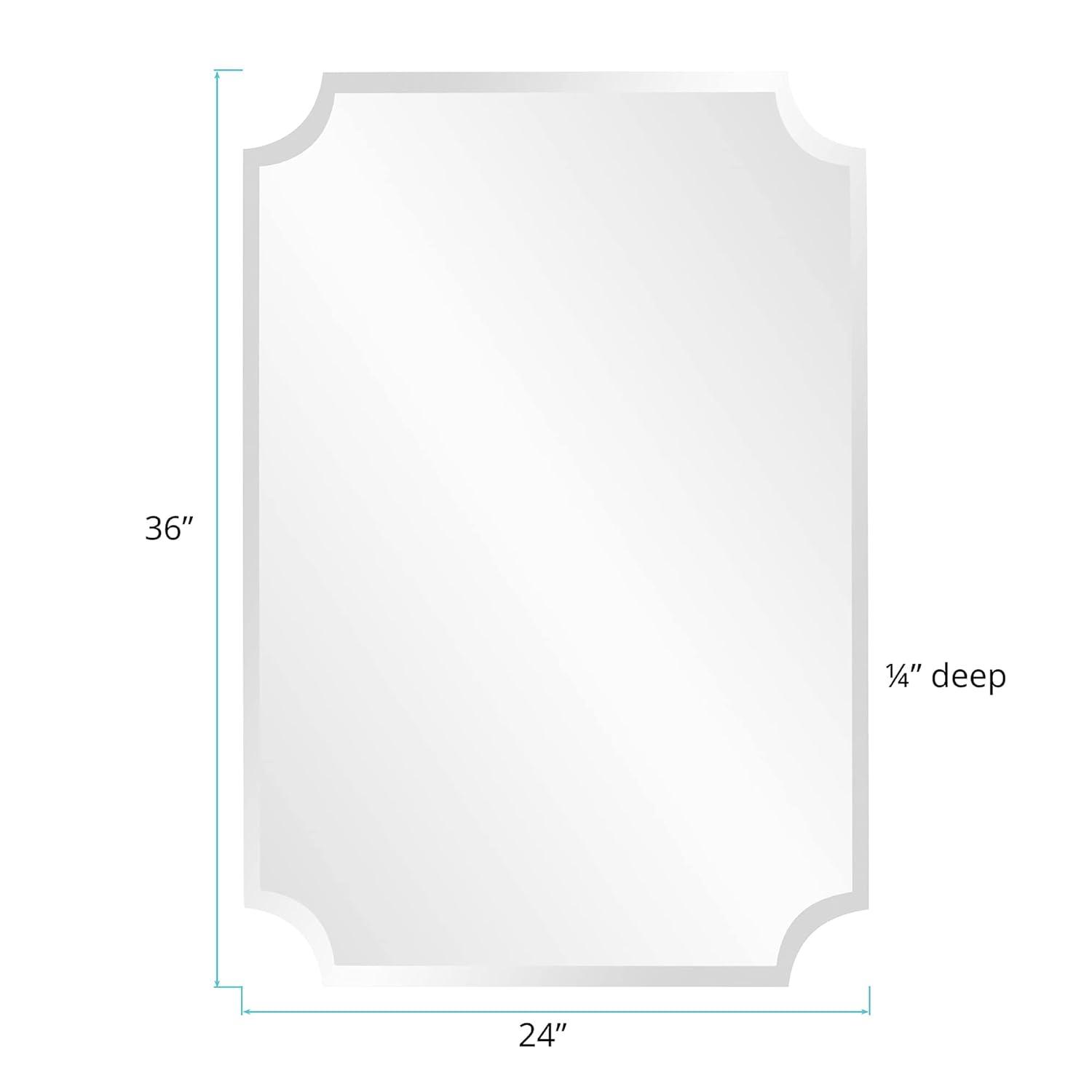 Howard Elliott Frameless Silver Rectangle Wall Hanging Mirror, Elegant Beveled Edges Frameless Wall Hanging Mirror, Modern Accent Decorative Vanity Mirror for Bathroom, Entryway, Bedroom, 24 x 36 inch