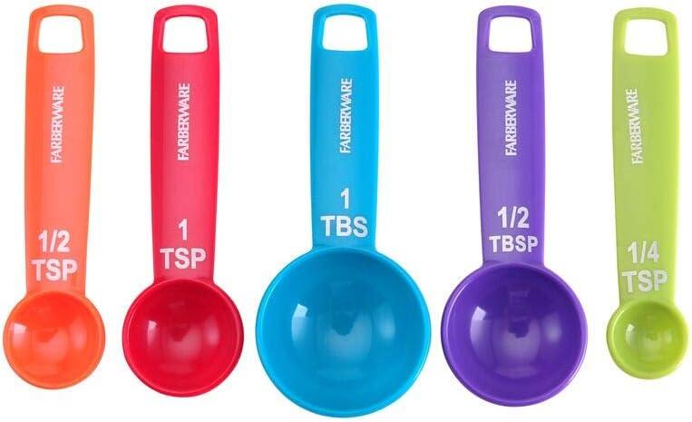 Farberware Measuring Spoons, Durable Plastic, Set of 5, Multicolored