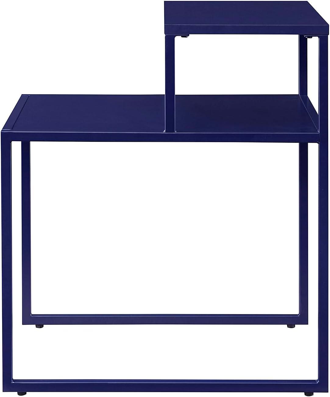 Walker Edison 16" Two Tiered Side Table Metal and Engineered Wood in Blue